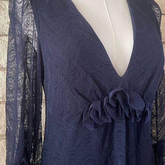 Max Studio Elegant Navy Lace Dress Size Small - Picture 4 of 12